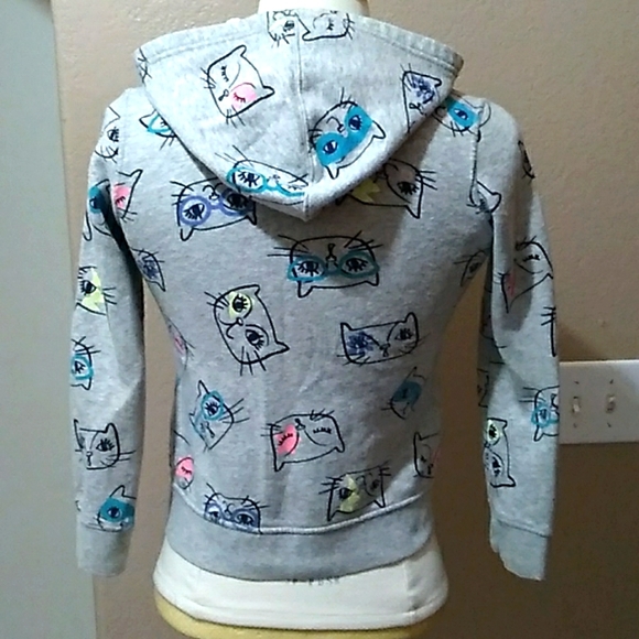 Cat and Jack Girls Med Hoodie with Cat Faces - Picture 3 of 14
